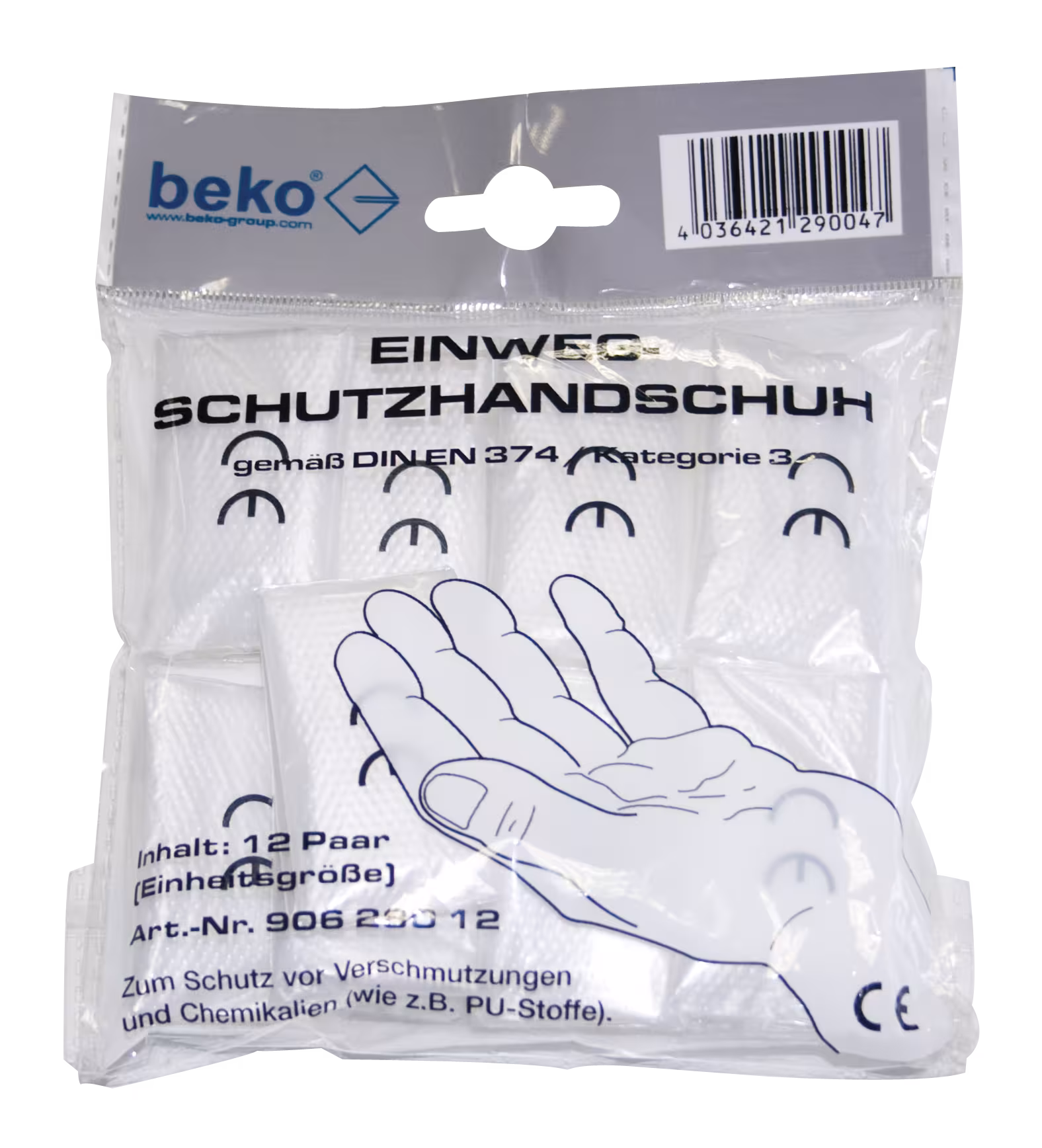 Gants de protection jetables en paquet de 12 selon DIN EN 374 / Cat 3 de Beko. Gants de protection jetables en paquet de 12 selon DIN EN 374 / Cat 3 de la catégorie des gants jetables avec réf. 906 280 12