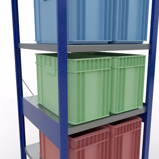 Figura n. 14 dell'articolo scaffale base, scaffale, sistema a innesto MULTIplus250, 2500 x 750 x 800 mm (AxLxP), 6 ripiani, traversa, RAL 5010 blu genziana/zincato/zincato del gruppo di prodotti sistema a innesto della marca Schulte Lagertechnik