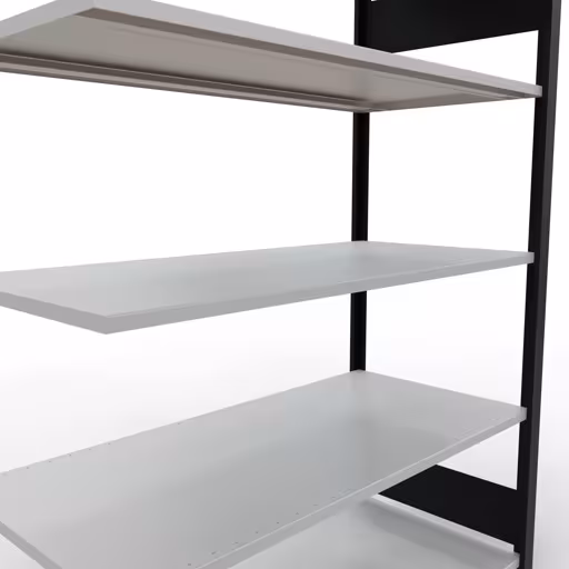 Scaffale aggiuntivo, scaffale per ufficio, sistema a innesto MULTIplus150, 1800 x 1300 x 600 mm (AxLxP), 5 ripiani, barre longitudinali, senza fermo centrale, nero/grigio chiaro di Schulte Lagertechnik dalla categoria scaffali per ufficio