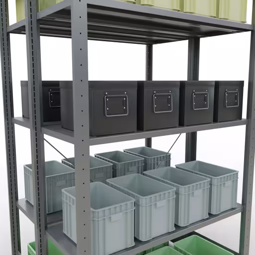 Figure n° 15 de l'article étagère de base, étagère double, système d'étagères enfichables MULTIplus150, 2000 x 1000 x (2x400) mm, 2x5 étagères, galvanisées du groupe de produits étagères de la marque Schulte Lagertechnik
