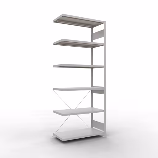 Figure n° 11 de l'article étagère complémentaire, étagère à étagères, système enfichable MULTIplus330, 2500 x 1000 x 500 mm, 6 étagères, traverse, RAL 7035 gris clair du groupe de produits système enfichable de Schulte Lagertechnik