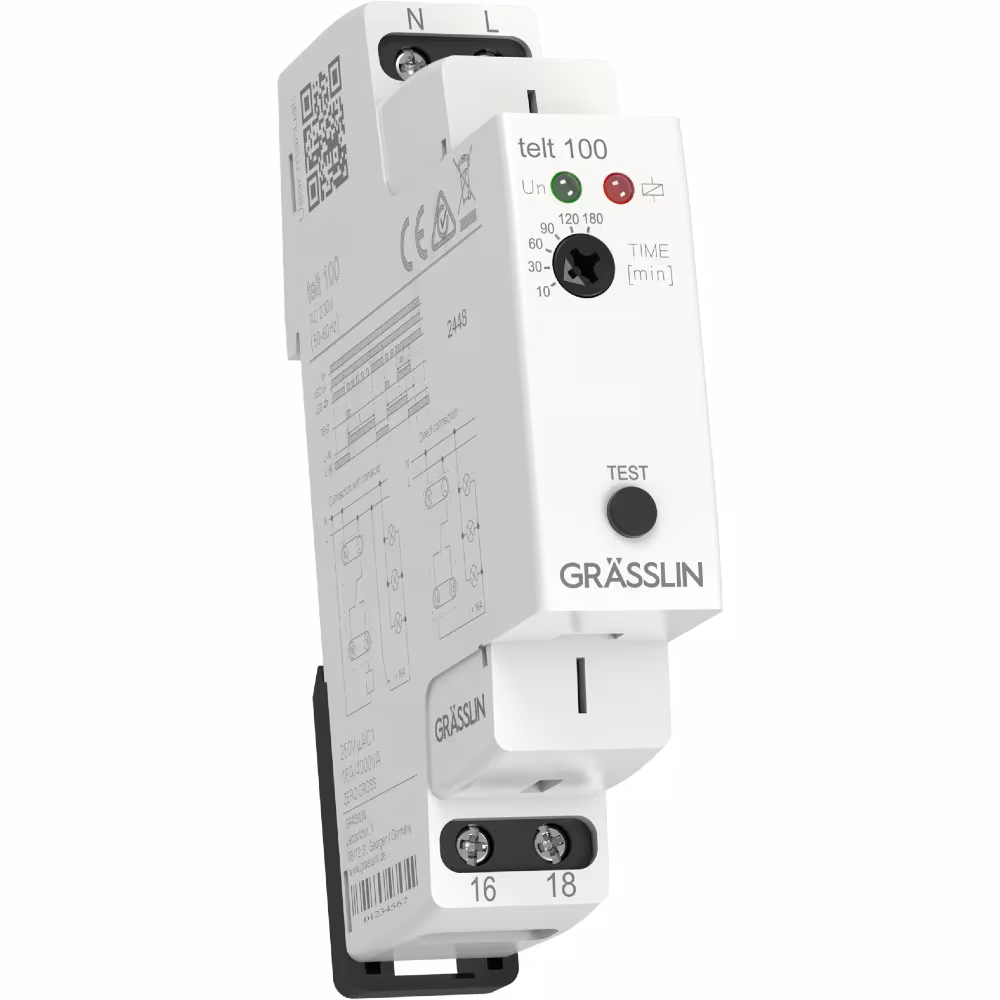 Relè temporizzato Telt 100 della tecnologia di commutazione temporale di Grässlin Relè temporizzato Telt 100 della categoria Building Automation con l'articolo n. 40.02.0001.1