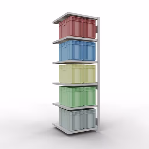Scaffali componibili, scaffali, sistema a innesto MULTIplus250, 2500 x 750 x 800 mm (AxLxP), 6 ripiani, barre longitudinali, RAL 7035 grigio chiaro della marca Schulte Lagertechnik dalla gamma dei sistemi a innesto