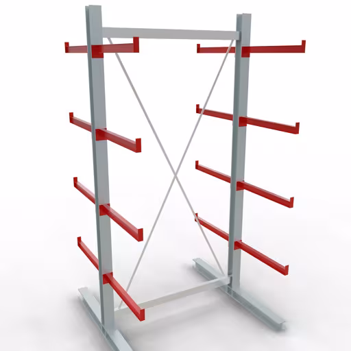 Scaffale completo K 6000, bifacciale, 3000 x 1500 x 2x 750 mm, RAL 7001 / RAL 3000, 5 livelli di stoccaggio di Schulte Lagertechnik Scaffale completo K 6000, bifacciale, 3000 x 1500 x 2x 750 mm, RAL 7001 / RAL 3000, 5 livelli di stoccaggio, K6000 per merci pesanti, articolo n. 28715
