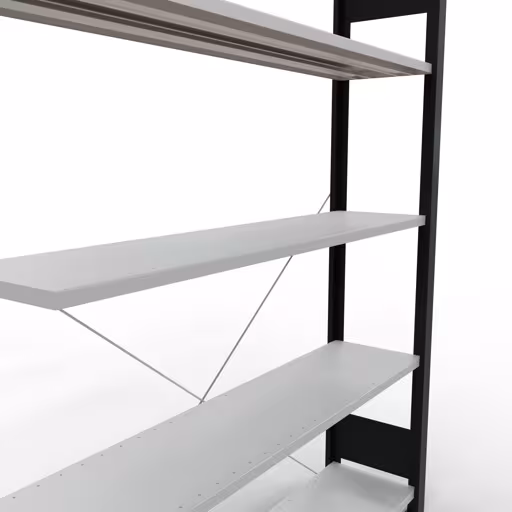 Figura n. 13 dell'articolo scaffale componibile, scaffale per ufficio, sistema a innesto MULTIplus85, 1800 x 1300 x 300 mm, 5 ripiani, nero/grigio chiaro del gruppo di prodotti scaffali per ufficio della marca Schulte Lagertechnik