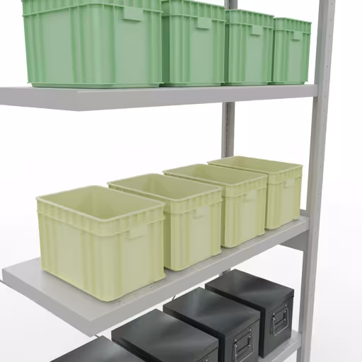 Produktbild Nr 13 des Artikels Anbauregal, Fachbodenregal Stecksystem MULTIplus330, 2500 x 1000 x 400 mm (HxBxT), 6 Fachböden, Kreuzstrebe, RAL 7035 lichtgrau Abbildung Nr 13 des Artikels Anbauregal, Fachbodenregal Stecksystem MULTIplus330, 2500 x 1000 x 400 mm (HxBxT), 6 Fachböden, Kreuzstrebe, RAL 7035 lichtgrau aus der Produktgruppe Stecksystem von der Marke Schulte Lagertechnik