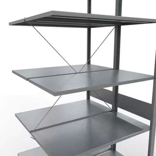 Rayonnage supplémentaire, rayonnage double, système d'étagères MULTIplus150, 3000 x 1000 x (2x1000) mm (HxLxP), 2x7 tablettes, traverse, galvanisé de la catégorie rayonnage double avec le GTIN 4058255035168 Rayonnage supplémentaire, rayonnage double, système d'étagères MULTIplus150, 3000 x 1000 x (2x1000) mm, 2x7 étagères, galvanisé de la marque Schulte Lagertechnik de la gamme de produits d'étagères