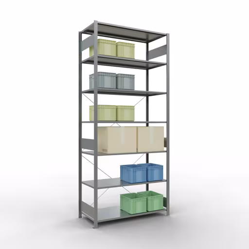 Représentation supplémentaire de l'article étagère de base du système enfichable 3000x1300x600 mm, type 150 kg, galvanisée Représentation supplémentaire de l'article étagère de base du système enfichable 3000x1300x600 mm, type 150 kg, galvanisée à partir de l'étagère de base