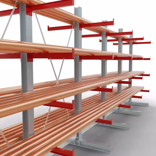 Figura n. 12 dell'articolo Scaffale completo K 3000, bilaterale, 2500 x 6500 x 600 mm, RAL 7001 / RAL 3000, 5 livelli di stoccaggio del gruppo di prodotti scaffalature cantilever della marca Schulte Lagertechnik