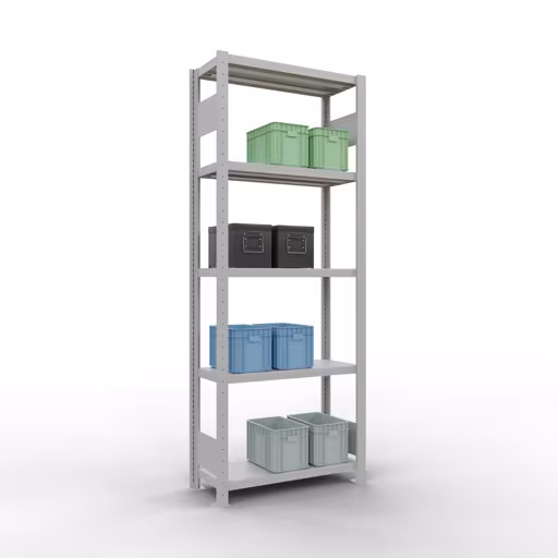 Figure n° 10 de l'article étagère de base, étagère, système enfichable MULTIplus250, 2000 x 750 x 300 mm, 5 étagères, gris clair RAL 7035 du groupe de produits système enfichable de Schulte Lagertechnik