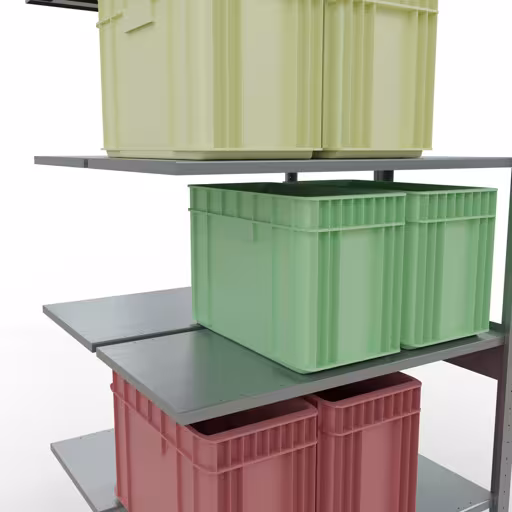 Immagine aggiuntiva dell'articolo Ripiano aggiuntivo, ripiano doppio, sistema a innesto per ripiano MULTIplus150, 2500 x 1000 x (2x500) mm (AxLxP), 2x6 ripiani, barre longitudinali, zincato da ripiani doppi
