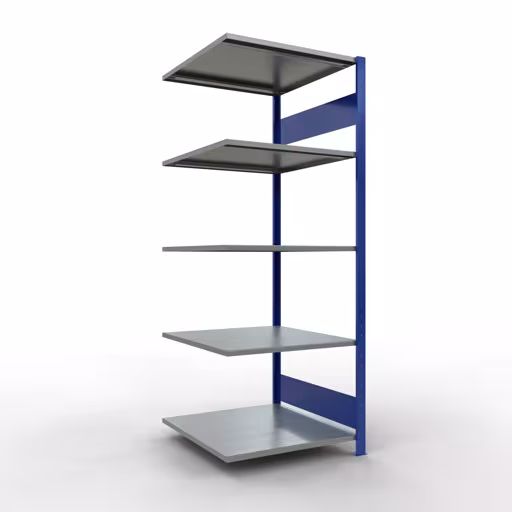 Rayonnage supplémentaire, rayonnage à étagères, système enfichable MULTIplus150, 2000 x 750 x 800 mm, 5 étagères, RAL 5010 bleu gentiane/galvanisé/galvanisé de Schulte Lagertechnik avec le réf. 12785-75-LR-B