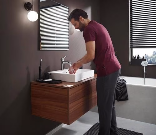 Detailbild 4076663 Hansgrohe METRIS 110 Miscelatore monocomando per lavabo, larghezza nominale 15 ComfortZone 110 con scarico G 1 1/4" cromo
