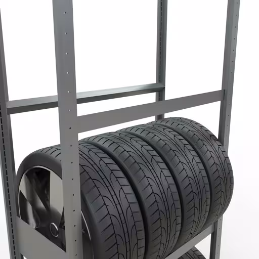 Immagine aggiuntiva dell'articolo Scaffale base, scaffale per ruote/pneumatici, 2750 x 900 x 400 mm (AxLxP), zincato, 4 livelli di stoccaggio con carico dello scomparto di 150 kg per livello dal magazzino ricambi auto