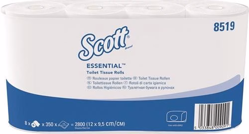 Toilettenpapier SCOTT® ESSENTIAL 8519 2-lagig, Kleinrollen 64 Rollen a 350 Blätter aus der Kategorie Toilettenpapier mit der Teilenummer 9000469352