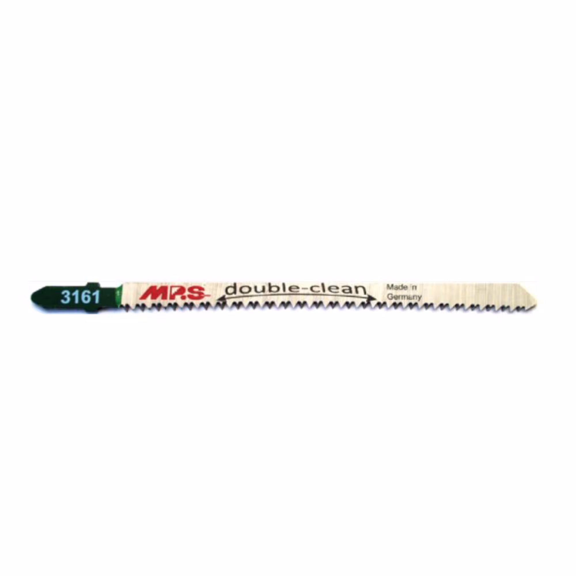 Lame de scie sauteuse CV rectifiée, denture radiale, longueur totale 132/longueur dentée 110 mm, pas de dent 2,0 mm de la marque MPS de la gamme d'accessoires pour machines.