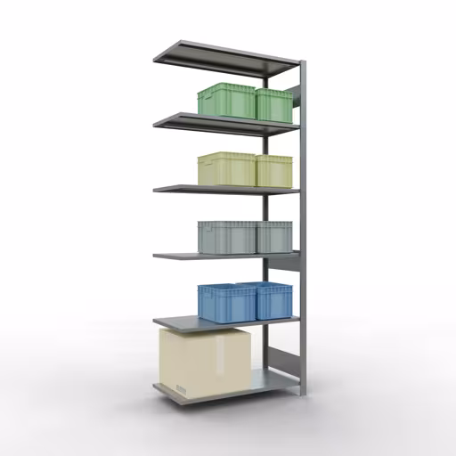 Scaffali componibili, scaffali, sistema a innesto MULTIplus85, 2500 x 1000 x 500 mm (AxLxP), 6 ripiani, barre longitudinali, zincato della marca Schulte Lagertechnik della gamma dei sistemi a innesto