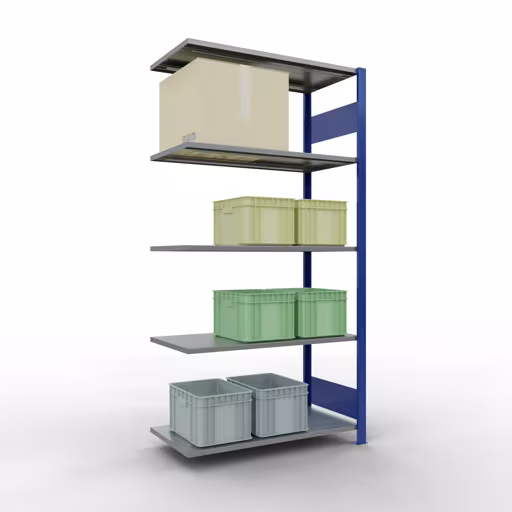 Rayonnage supplémentaire, étagère, système enfichable MULTIplus150, 2000 x 1000 x 500 mm, 5 étagères, RAL 5010 bleu gentiane/galvanisé de Schulte Lagertechnik de la catégorie système enfichable