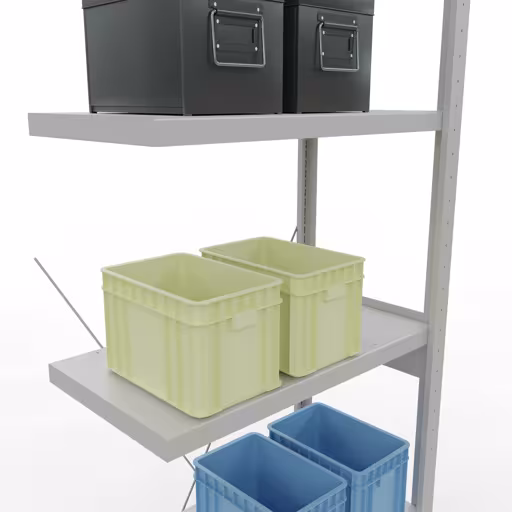 Figure n° 14 de l'article étagère complémentaire, étagère à étagères, système enfichable MULTIplus250, 2500 x 750 x 400 mm, 6 étagères, RAL 7035 gris clair du groupe de produits système enfichable de Schulte Lagertechnik
