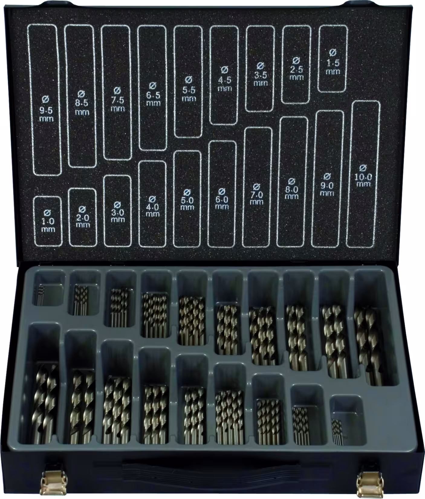 Magazzino per trapano HSS-G ECO 70 pezzi composto da: 5 pezzi ciascuno: 1,0 - 5,0 mm 3 pezzi ciascuno: 5,5 - 7,5 mm 2 pezzi ciascuno 8,0 - 10,0 mm da PROJAHN Magazzino per trapano HSS-G ECO 70 pezzi composto da: 5 pezzi ciascuno: 1,0 - 5,0 mm 3 pezzi ciascuno: 5,5 - 7,5 mm 2 pezzi ciascuno 8,0 - 10,0 mm, punta, articolo n. 60645