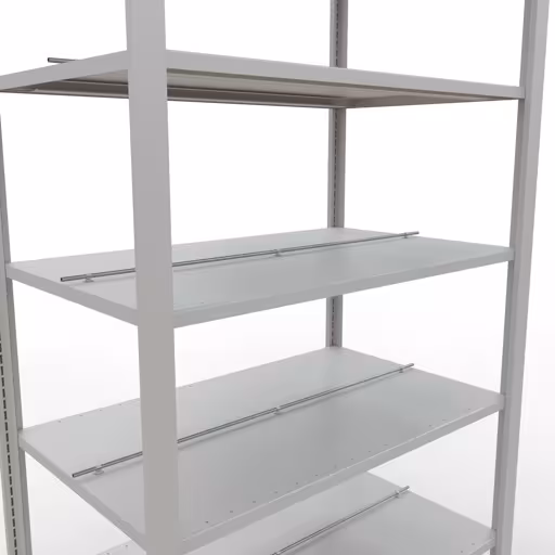 Figure n° 10 de l'article étagère de base, étagère de bureau, système enfichable MULTIplus150, 2300 x 1000 x 600 mm, 7 étagères, avec butée centrale, gris clair de la gamme d'étagères de bureau de Schulte Lagertechnik