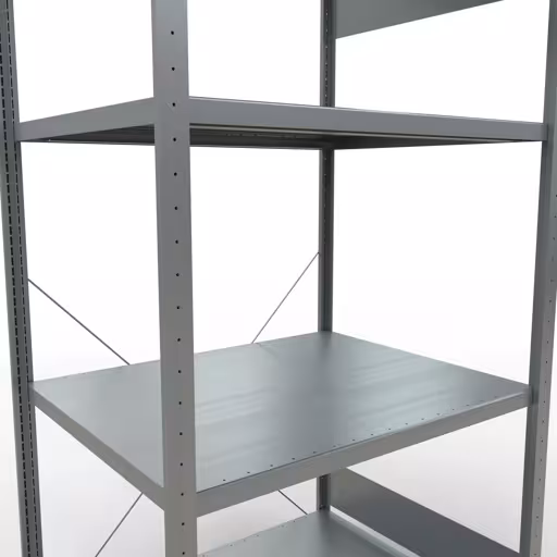 Produktbild Nr 12 des Artikels Grundregal, Fachbodenregal Stecksystem MULTIplus330, 2000 x 1000 x 800 mm (HxBxT), 5 Fachböden, Kreuzstrebe, verzinkt Abbildung Nr 12 des Artikels Grundregal, Fachbodenregal Stecksystem MULTIplus330, 2000 x 1000 x 800 mm (HxBxT), 5 Fachböden, Kreuzstrebe, verzinkt aus der Produktgruppe Stecksystem von der Marke Schulte Lagertechnik