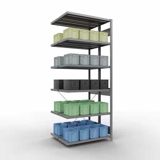 Rayonnage supplémentaire, rayonnage double, système d'étagères MULTIplus250, 2500 x 1000 x (2x400) mm, 2x6 étagères, traverse, galvanisé de Schulte Lagertechnik de la catégorie étagères