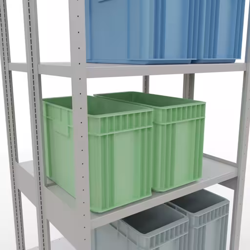 Étagère de base, étagère double, système d'étagères enfichables MULTIplus250, 3000 x 1000 x (2x400) mm, 2x7 étagères, gris clair RAL 7035 de Schulte Lagertechnik avec le numéro d'article : 33242