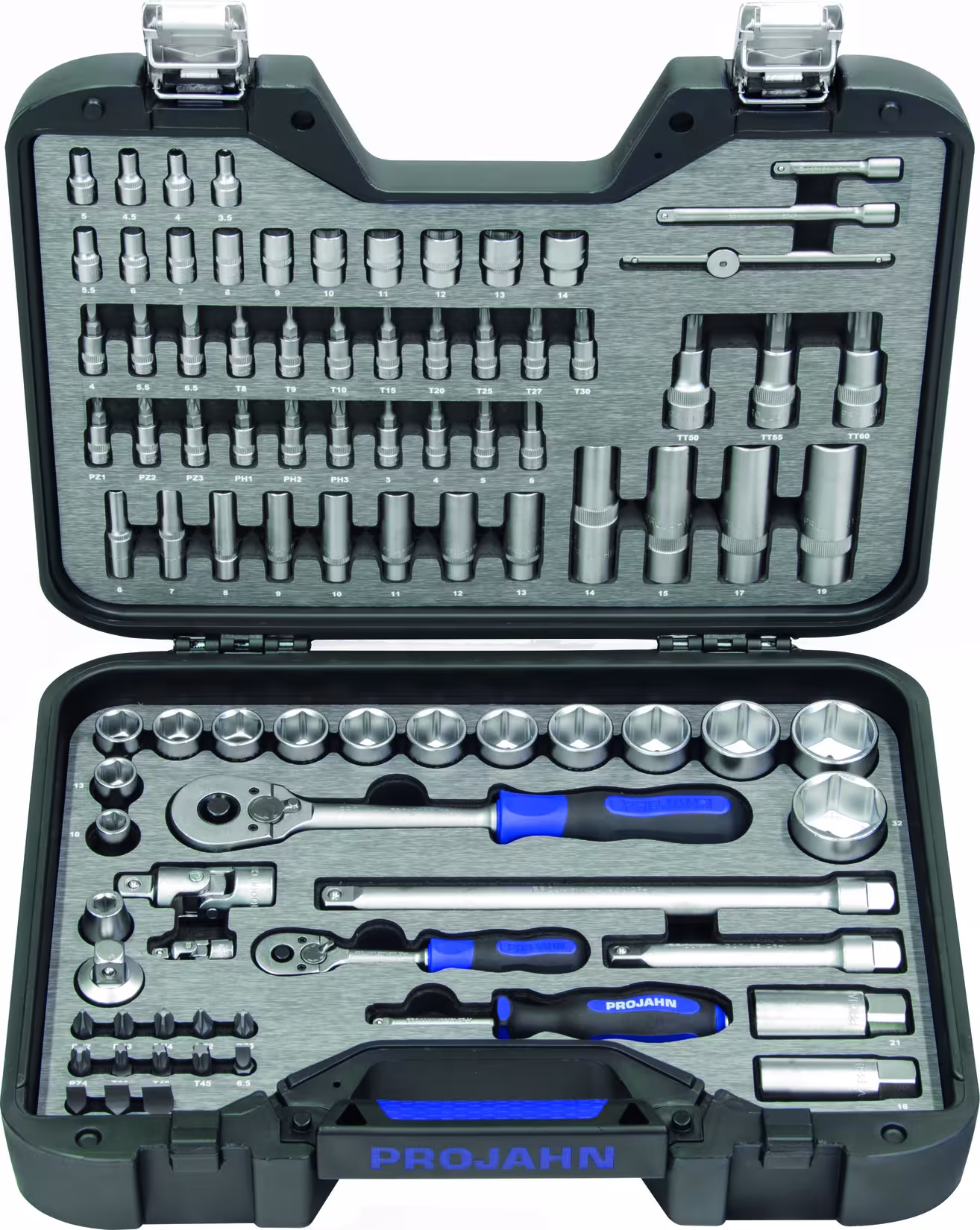 1/4" + 1/2" PROJAHN coffret de clés à douille professionnelles 91 pièces, jeux de clés à douille et pièces détachées, réf. 3904201