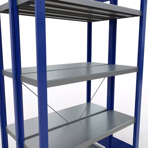Étagère de base, étagère double, système d'étagères MULTIplus250, 2000 x 1000 x (2x300) mm, 2x5 étagères, traverse, RAL 5010 bleu gentiane de Schulte Lagertechnik de la catégorie étagères