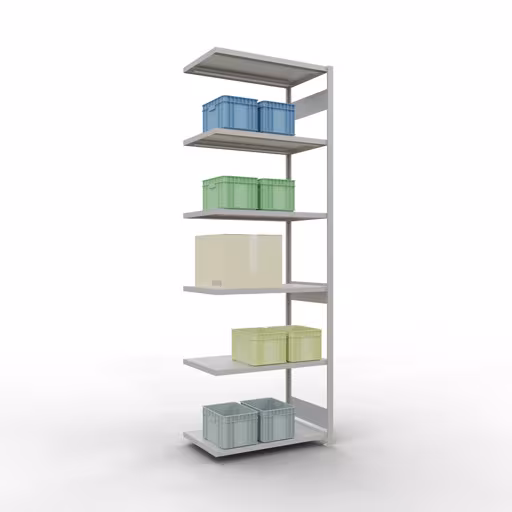 Étagère complémentaire, étagère, système enfichable MULTIplus250, 3000 x 1000 x 600 mm, 7 étagères, barres de longueur, RAL 7035 gris clair de la catégorie étagères complémentaires avec le GTIN 4004514295156 Étagère supplémentaire, étagère, système enfichable MULTIplus250, 3000 x 1000 x 600 mm, 7 étagères, gris clair RAL 7035 de la marque Schulte Lagertechnik de la gamme de produits du système enfichable