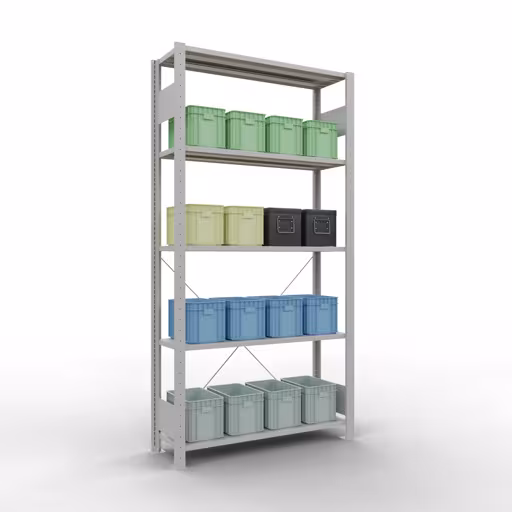Figure n° 12 de l'article étagère de base, système d'étagères enfichables MULTIplus85, 2000 x 1000 x 300 mm, 5 étagères, RAL 7035 gris clair du groupe de produits système enfichable de la marque Schulte Lagertechnik