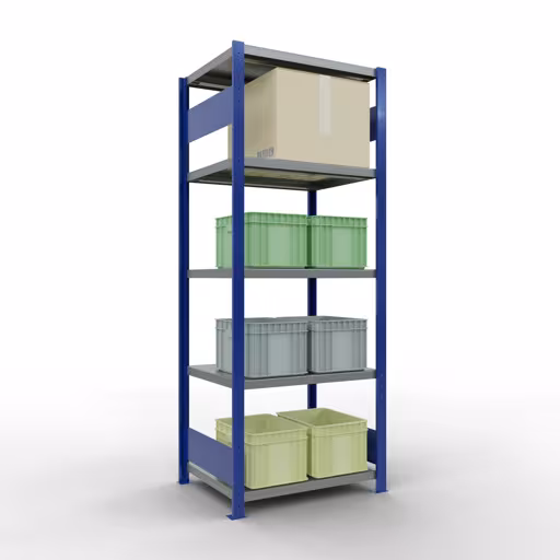 Figure n° 15 de l'article étagère de base, étagère, système enfichable MULTIplus250, 2000 x 750 x 600 mm, 5 étagères, RAL 5010 bleu gentiane/galvanisé/galvanisé du groupe de produits système enfichable de Schulte Lagertechnik