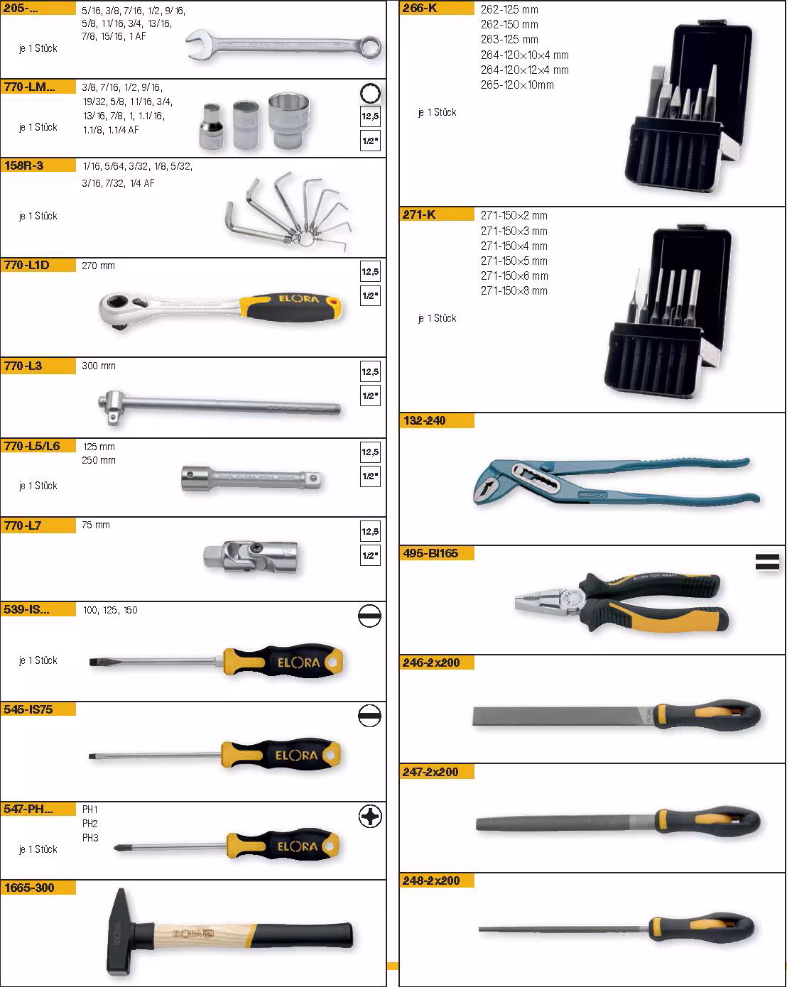 Assortimento di utensili 64 pezzi WS-1A di ELORA Assortimento di utensili 64 pezzi, ELORA-WS-1A dalla categoria Sistemi organizzativi e carrelli da officina con l'articolo n. 0000600101000