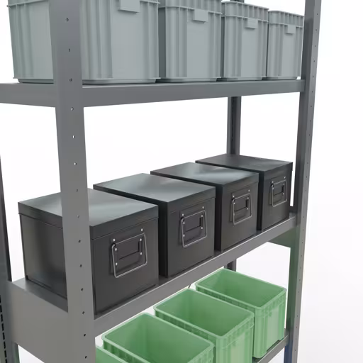 Immagine aggiuntiva dell'articolo Scaffale base, scaffale, sistema a innesto MULTIplus250, 2500 x 1000 x 300 mm (AxLxP), 6 ripiani, traversa, zincato Immagine aggiuntiva dell'articolo Ripiano base, ripiano sistema a innesto MULTIplus250, 2500 x 1000 x 300 mm (AxLxP), 6 ripiani, traversa, zincato dal ripiano base