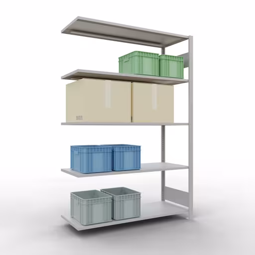 , Étagère MULTIplus150 système enfichable, 2000 x 1300 x 500 mm, 5 étagères, RAL 7035 gris clair de Schulte Lagertechnik de la gamme de produits système enfichable