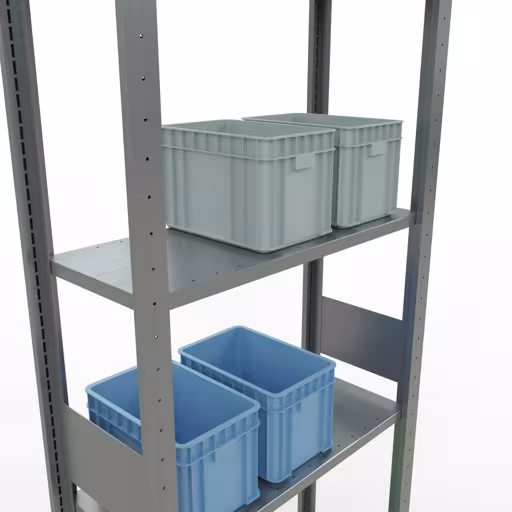 Scaffale base, scaffale, sistema a innesto MULTIplus150, 3000 x 750 x 300 mm (AxLxP), 7 ripiani, barre longitudinali, zincato della categoria scaffale base con GTIN 4004514279613 Scaffale base, scaffale, sistema a innesto MULTIplus150, 3000 x 750 x 300 mm (AxLxP), 7 ripiani, barre longitudinali, zincato della marca Schulte Lagertechnik della gamma dei sistemi a innesto