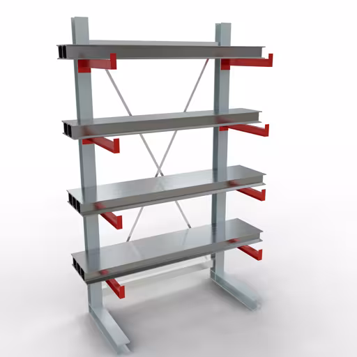 Image produit n°9 de l'article Etagère complète K 3000, unilatérale, 2500 x 1300 x 600 mm, RAL 7001 / RAL 3000, 5 niveaux de rangement Figure n° 9 de l'article Rayonnage complet K 3000, unilatéral, 2500 x 1300 x 600 mm, RAL 7001 / RAL 3000, 5 niveaux de stockage du groupe de produits rayonnages cantilever de Schulte Lagertechnik