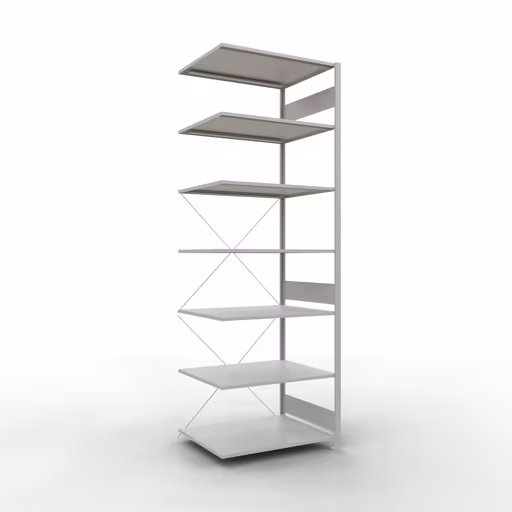 Scaffali aggiuntivi, scaffali, sistema a innesto MULTIplus150, 3000 x 1000 x 800 mm (AxLxP), 7 ripiani, traversa, RAL 7035 grigio chiaro di Schulte Lagertechnik Scaffale aggiuntivo, scaffalatura, sistema a innesto MULTIplus150, 3000 x 1000 x 800 mm (AxLxP), 7 ripiani, traversa, RAL 7035 grigio chiaro, ripiano aggiuntivo, articolo n. 32687