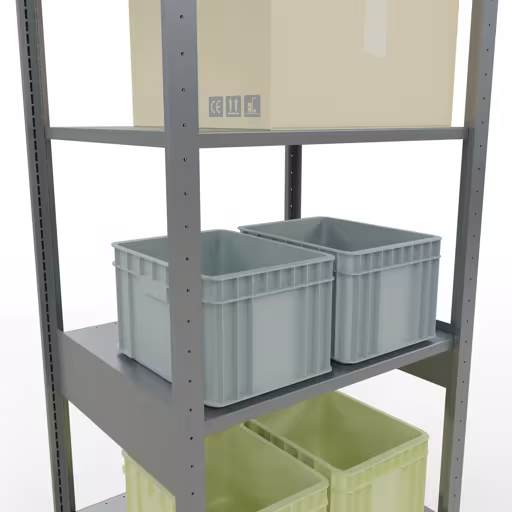 Représentation supplémentaire de l'article étagère de base, étagère à étagères, système enfichable MULTIplus150, 2500 x 750 x 600 mm, 6 étagères, galvanisé à partir de l'étagère de base
