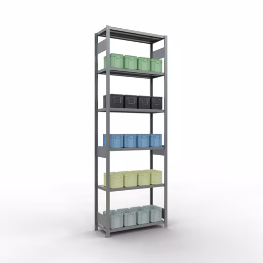 Figura n. 7 dell'articolo scaffale base, scaffale, sistema a innesto MULTIplus250, 3000 x 1000 x 400 mm (AxLxP), 7 ripiani, barre longitudinali, zincato del gruppo di prodotti sistema a innesto della marca Schulte Lagertechnik