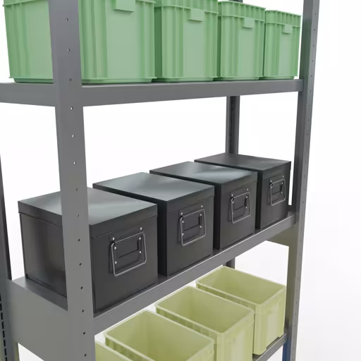 Étagère de base, étagère, système enfichable MULTIplus250, 2500 x 1000 x 300 mm, 6 étagères, galvanisées de Schulte Lagertechnik avec le réf. 12931-LR