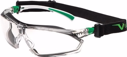Lunettes de sécurité hybrides 506 UP EN 166 et EN 170, branches blanches et vertes, verres transparents, par Vanguard Plus Lunettes de sécurité 506 UP Hybrid EN 166, EN 170, branches blanches/vertes, verres transparents, de la catégorie lunettes de sécurité, référence 4000370124