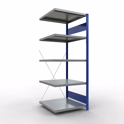 Figure n° 13 de l'article, Étagère MULTIplus250 système enfichable, 2000 x 750 x 800 mm, 5 étagères, RAL 5010 bleu gentiane/galvanisé/galvanisé du groupe de produits système enfichable de Schulte Lagertechnik.