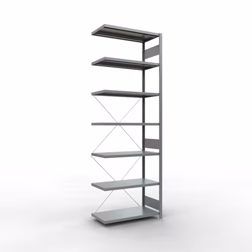 Scaffali aggiuntivi, scaffali, sistema a innesto MULTIplus250, 3000 x 1000 x 500 mm (AxLxP), 7 ripiani, traversa, zincato di Schulte Lagertechnik della categoria Sistemi a innesto