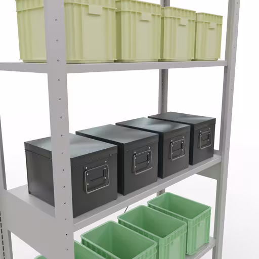 Image du produit n° 16 de l'article étagère de base, étagère, système enfichable MULTIplus85, 2500 x 1000 x 400 mm (HxLxP), 6 étagères, traverse, RAL 7035 gris clair Figure n° 16 de l'article étagère de base, étagère, système enfichable MULTIplus85, 2500 x 1000 x 400 mm, 6 étagères, traverse, RAL 7035 gris clair du groupe de produits système enfichable de la marque Schulte Lagertechnik