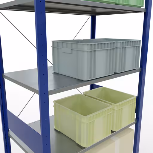 Immagine aggiuntiva dell'articolo Scaffale base, scaffale MULTIplus150 sistema a innesto, 3000 x 1000 x 600 mm (AxLxP), 7 ripiani, traversa, RAL 5010/zincato da scaffale base