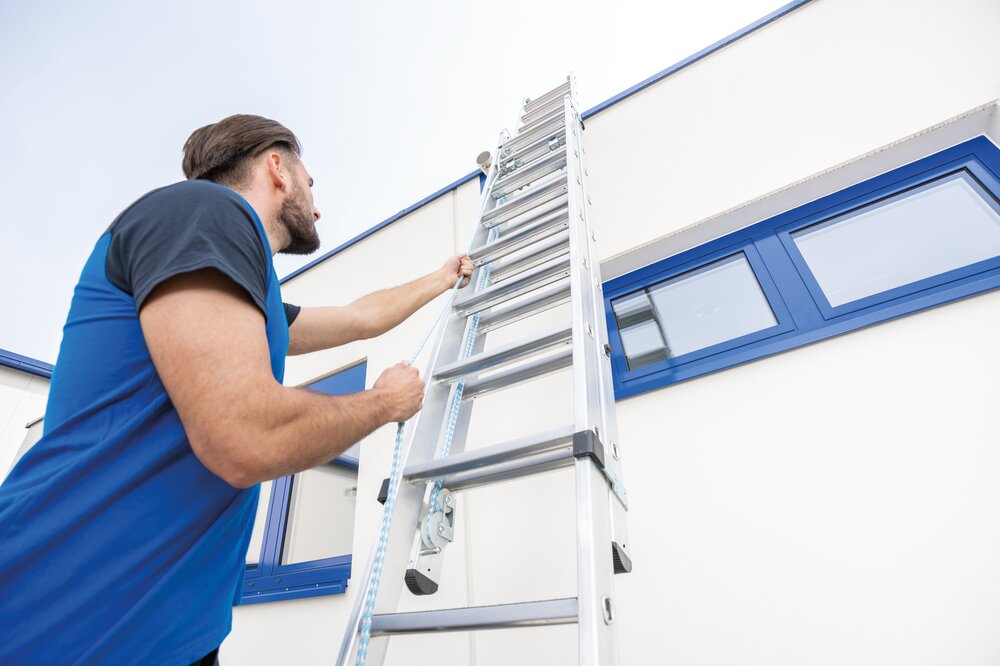 Echelle à corde à marches Munk en 2 parties avec traverse nivello® 2x12 marches