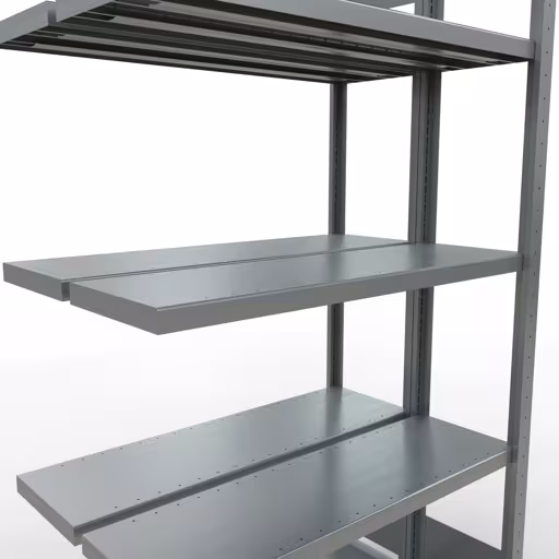 Une autre vue de l'article Étagère supplémentaire, étagère double, système d'étagères enfichables MULTIplus250, 2000 x 1000 x (2x300) mm, 2x5 étagères, galvanisées de la catégorie étagères