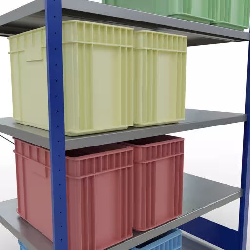 Image du produit n° 12 de l'article étagère de base, étagère, système enfichable MULTIplus250, 2000 x 1300 x 800 mm, 5 étagères, traverse, RAL 5010 bleu gentiane/galvanisé Figure n° 12 de l'article étagère de base, étagère, système enfichable MULTIplus250, 2000 x 1300 x 800 mm, 5 étagères, RAL 5010 bleu gentiane/galvanisé du groupe de produits système enfichable de la marque Schulte Lagertechnik